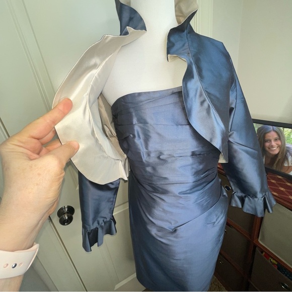 Marisa Baratelli 100% Thai Silk Strapless Dress and Cropped Jacket - Picture 16 of 17